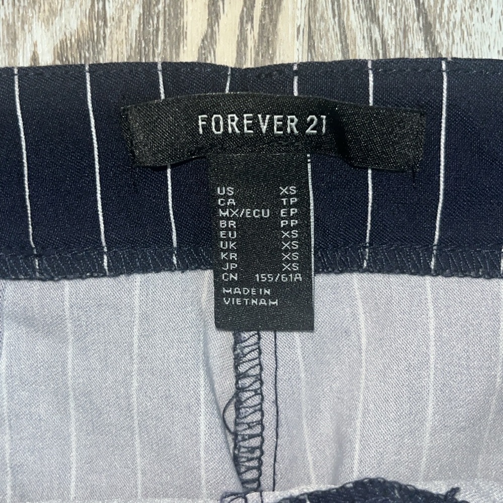 Pinstripe Navy Blue Spandex Pants - Picture 2 of 6
